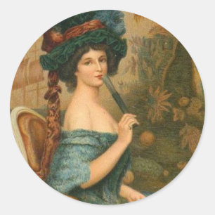 Victorian Woman Classic Round Sticker