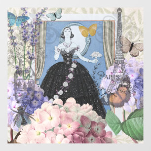 Victorian Woman Floral Fancy Gown