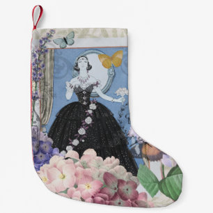 Victorian Woman Floral Fancy Gown  Small Christmas Stocking