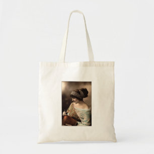 Victorian woman hair up in beads tote bag