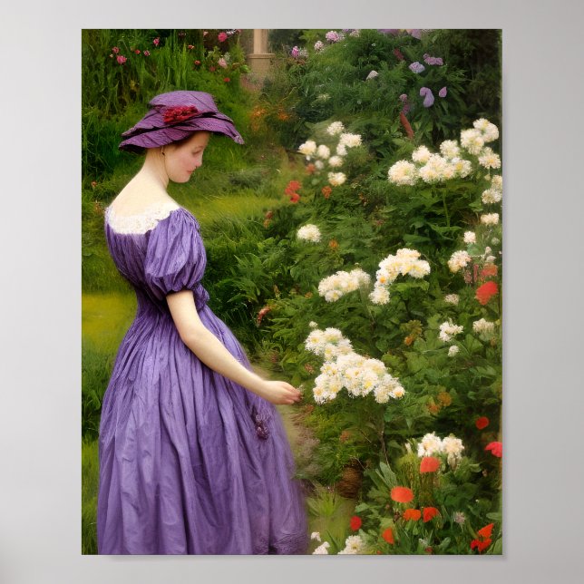 Victorian Woman in Garden Poster (Front)