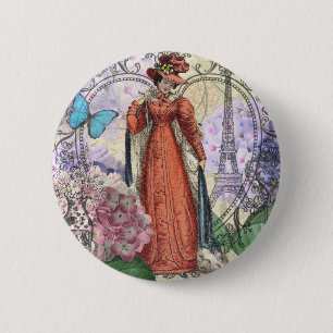 Victorian Woman in Red Colourful Fashion 6 Cm Round Badge