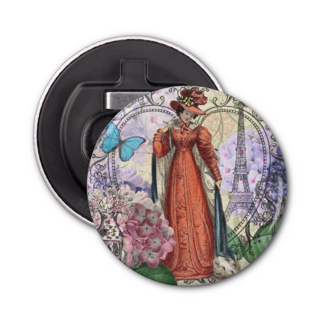 Victorian Woman in Red Colourful Fashion Bottle Opener (Front)