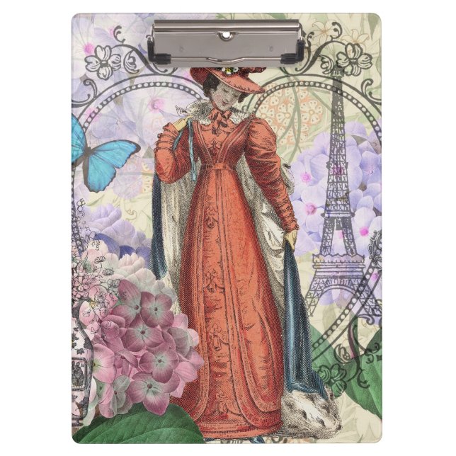 Victorian Woman in Red Colourful Fashion Clipboard (Front)