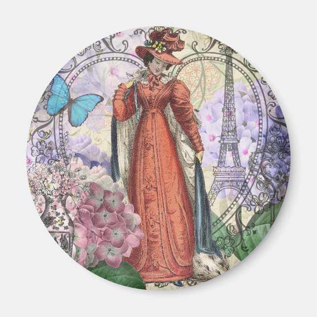 Victorian Woman in Red Colourful Fashion Magnet (Front)