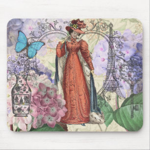 Victorian Woman in Red Colourful Fashion Mouse Pad