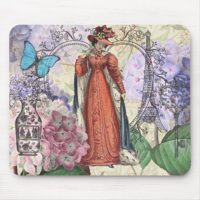 Victorian Woman in Red Colourful Fashion Mouse Pad (Front)