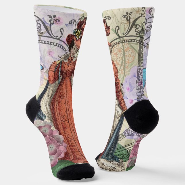 Victorian Woman in Red Colourful Fashion Socks (Angled)
