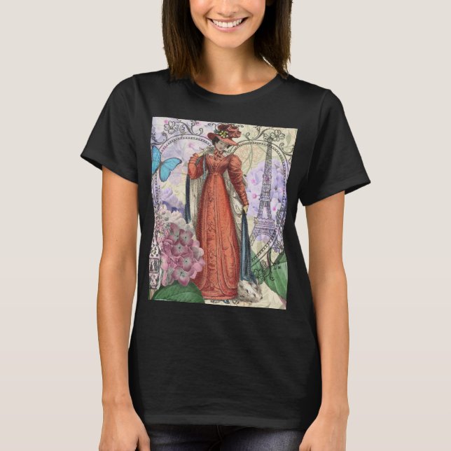 Victorian Woman in Red Colourful Fashion T-Shirt (Front)
