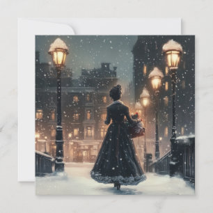 Victorian woman in the snow card