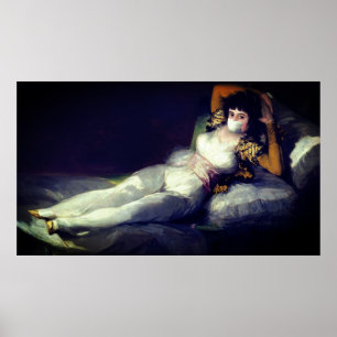 Victorian woman in virus mask renaissance painting poster