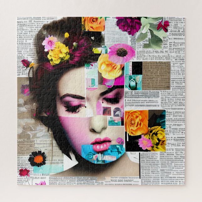 Victorian Woman Paper Collage Effect Art Jigsaw Puzzle (Vertical)
