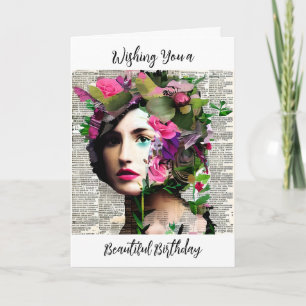 Victorian Woman Paper   Happy Birthday Card