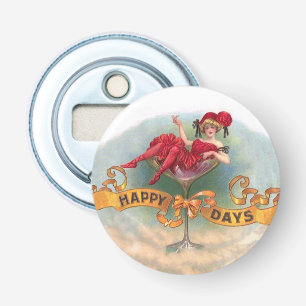 Victorian Woman Red Champagne Happy Bottle Opener
