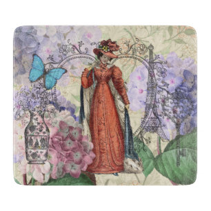 Victorian Woman Red Girl Classy Colourful Cutting Board