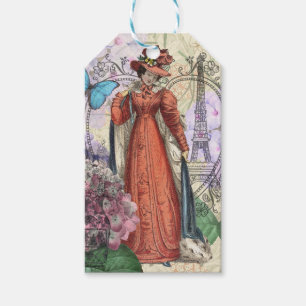 Victorian Woman Red Girl Classy Colourful Gift Tags