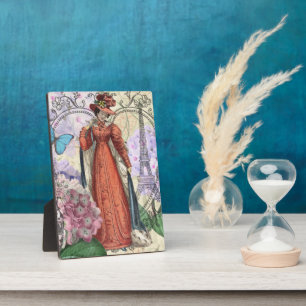 Victorian Woman Red Girl Classy Colourful Plaque