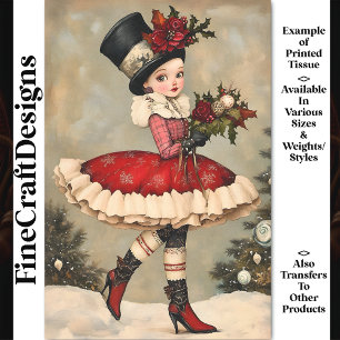 Victorian Woman, Top Hat, Flowers BD1R Decoupage Tissue Paper