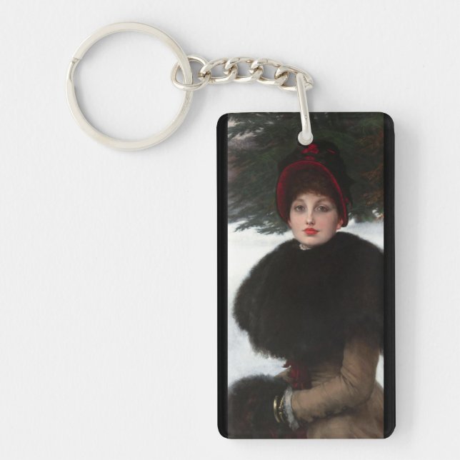 Victorian woman winter scene portrait elegant  key ring (Front)