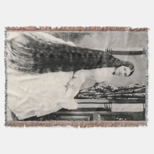 Victorian Woman with Long Hair Throw Blanket