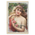 Victorian Woman with Pink Roses Romantic