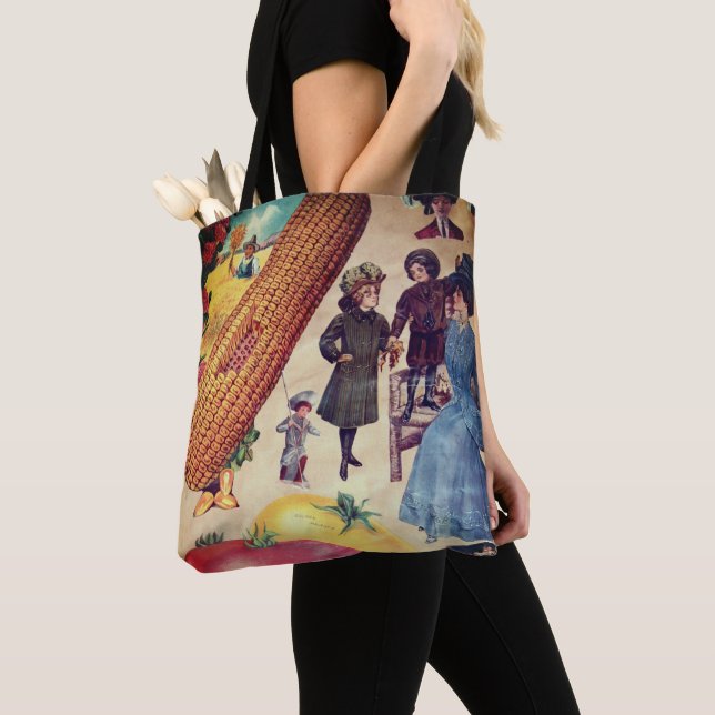 Victorian Women with Corn and Tomatoes Tote Bag (Close Up)