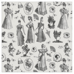 victorian women's style antique butterfly toile fabric
