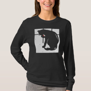 Victorian Woodcut Black Cat On T Shirt