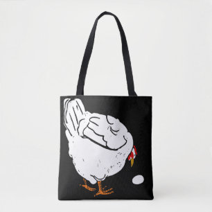 Victorian Woodcut Chicken & Egg on Bag