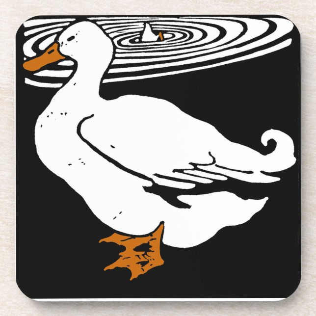 Victorian Woodcut Ducks On Coaster (Front)