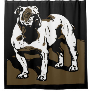 Victorian Woodcut Farm Animal Bulldog Shower Curtain