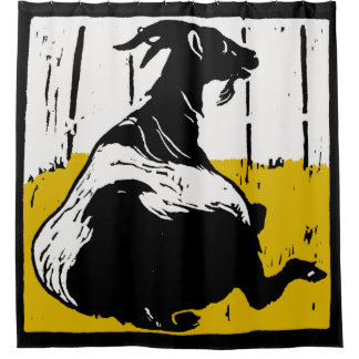 Victorian Woodcut Farm Animal Goats Shower Curtain