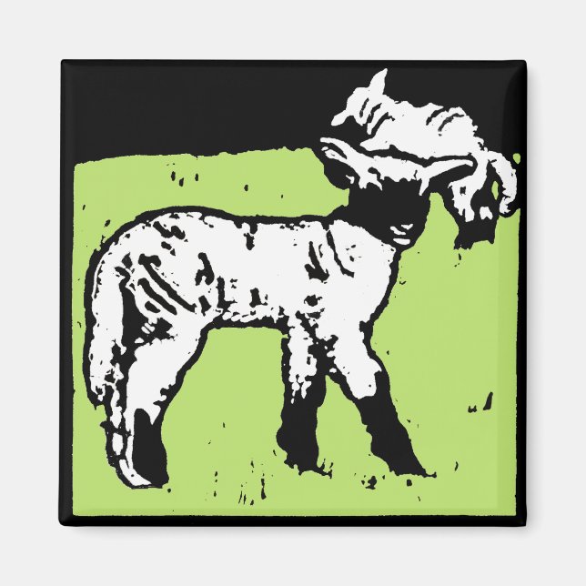 Victorian Woodcut Farm Animal Magnets Lambs (Front)