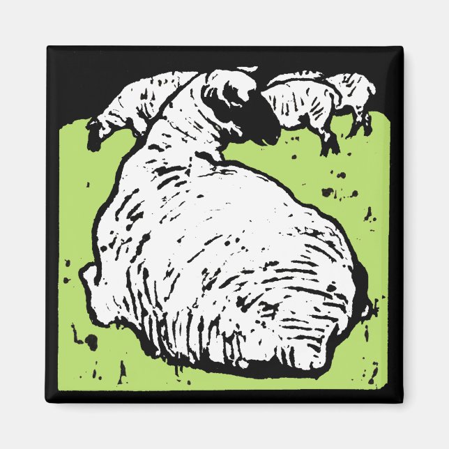 Victorian Woodcut Farm Animal Magnets Sheep (Front)
