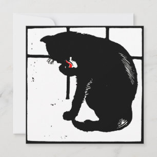 Victorian Woodcut Farm Animals Black Cat Announcement