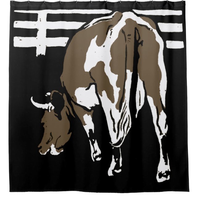 Victorian Woodcut Farm Animals Cows Shower Curtain (Front)