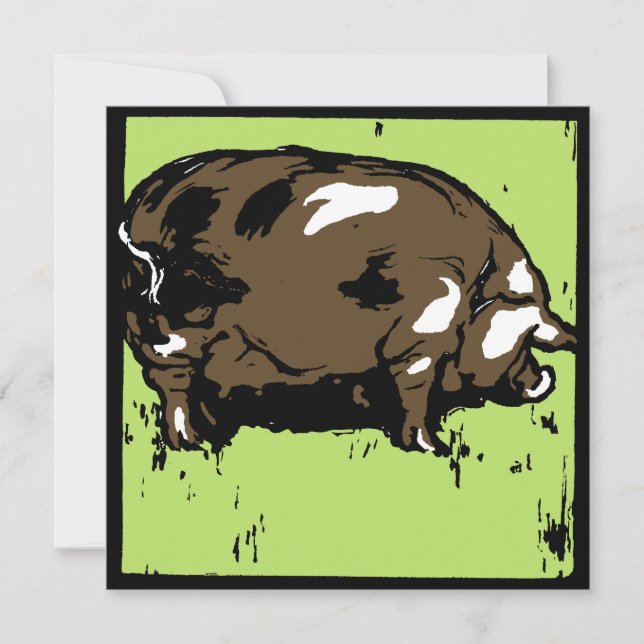 Victorian Woodcut Farm Animals Pigs Announcement (Front)