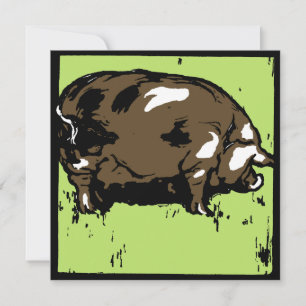 Victorian Woodcut Farm Animals Pigs Announcement