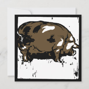 Victorian Woodcut Farm Animals Pigs Announcement