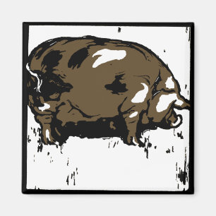 Victorian Woodcut Farm Animals Pigs Magnet