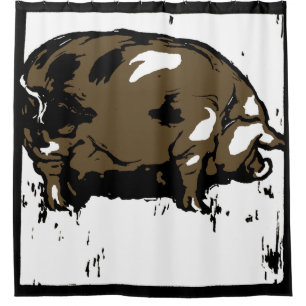 Victorian Woodcut Farm Animals Pigs Shower Curtain