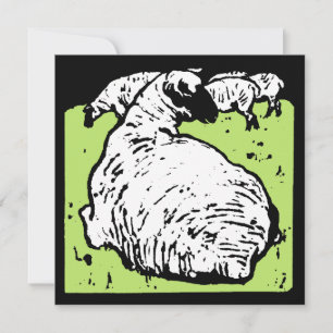 Victorian Woodcut Farm Animals Sheep and Lambs Announcement