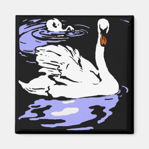 Victorian Woodcut Farm Animals Swans Magnet