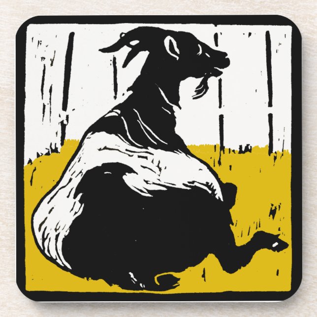 Victorian Woodcut Goats On Coaster (Front)
