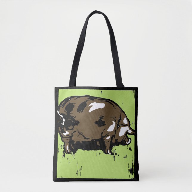 Victorian Woodcut Pig on Bag (Front)