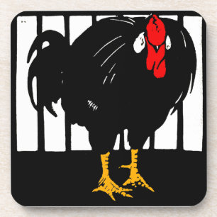 Victorian Woodcut Rooster On Coaster