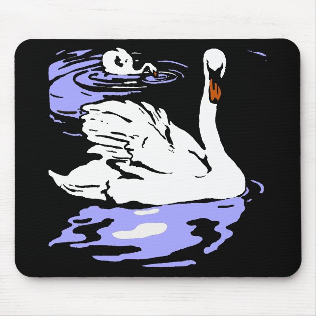 Victorian Woodcut Swans Mousepad (Front)