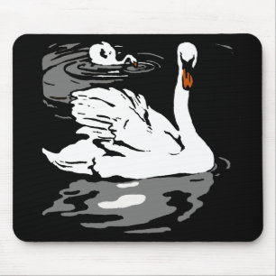 Victorian Woodcut Swans Mousepad
