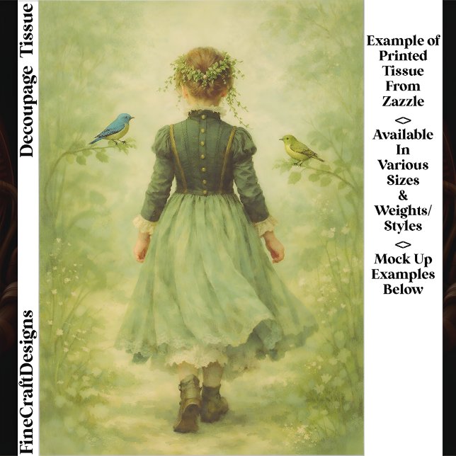  Victorian Woodland Girl From Behind EZ3 Decoupage Tissue Paper (Creator Uploaded)