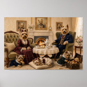 Victorian Yorkshire Terrier Family Portrait   Eleg Poster
